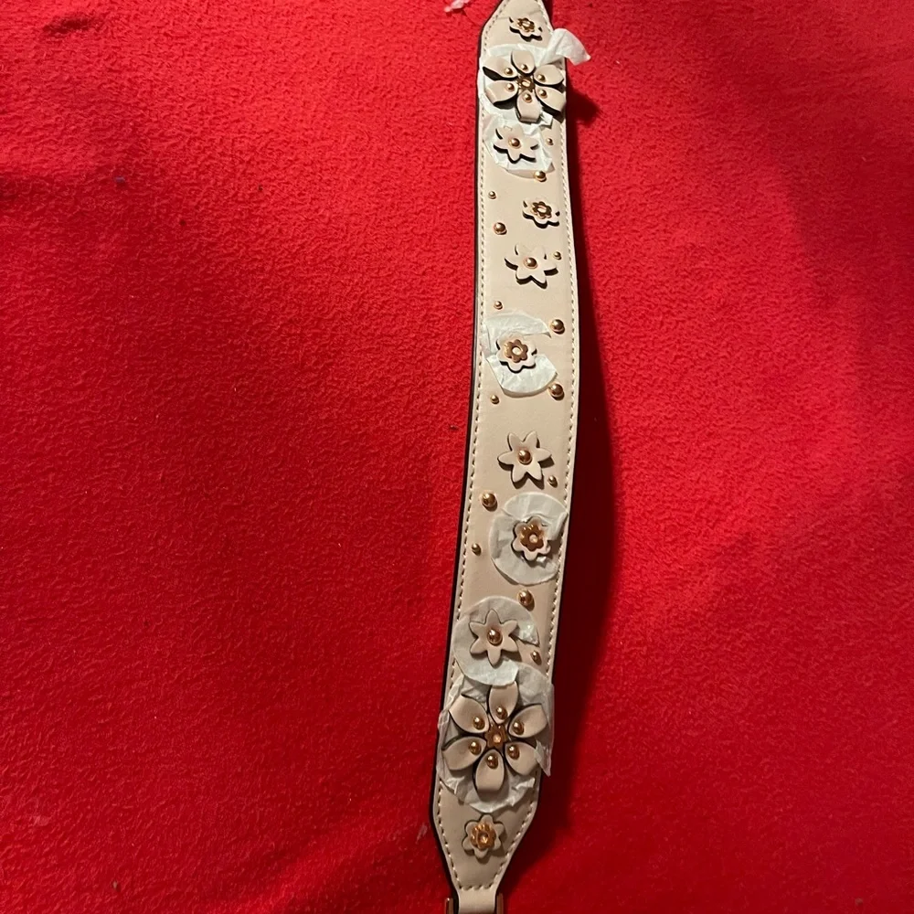 Coach Floral Embellished Belt in Cream and Gold - Picture 3 of 5